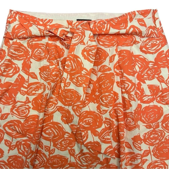 J. Crew Orange White Floral Pleated Flare Mini Skirt NWOT - Picture 2 of 6